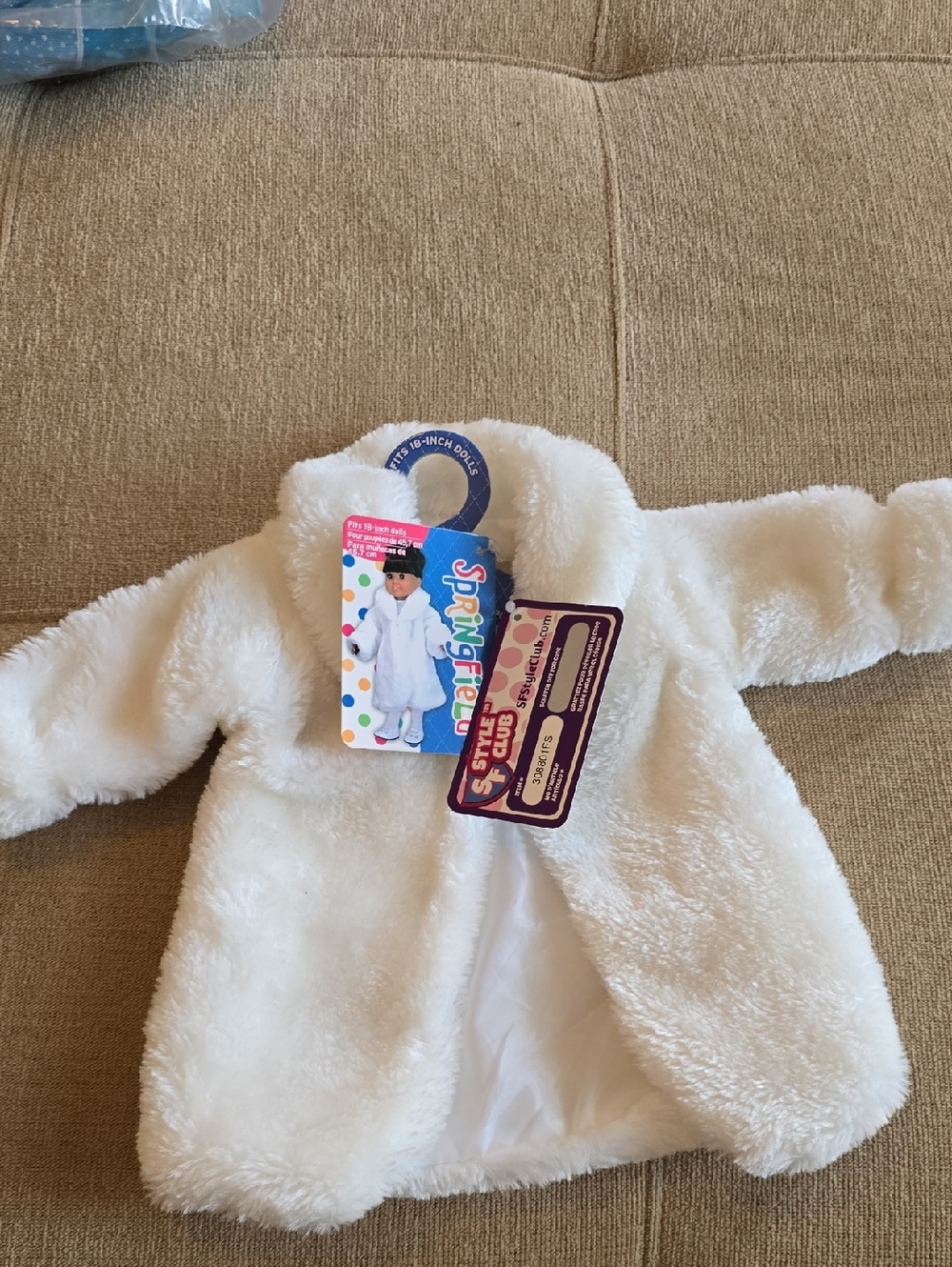 White Faux Fur Doll Coat with Tag